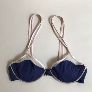 La Perla Navy Bikini Top w/ metal detail